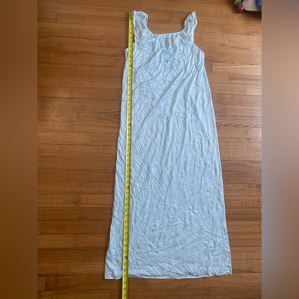 Vtg 60/70s Pastel Blue Tricia Maxi Nightgown Lace Trim Boho Coquette Sleepwear S View 6